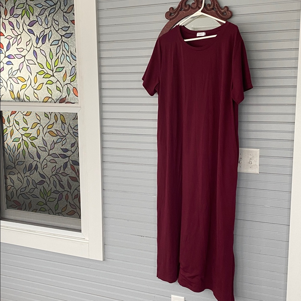 Burgundy T-Shirt Dress Maxi